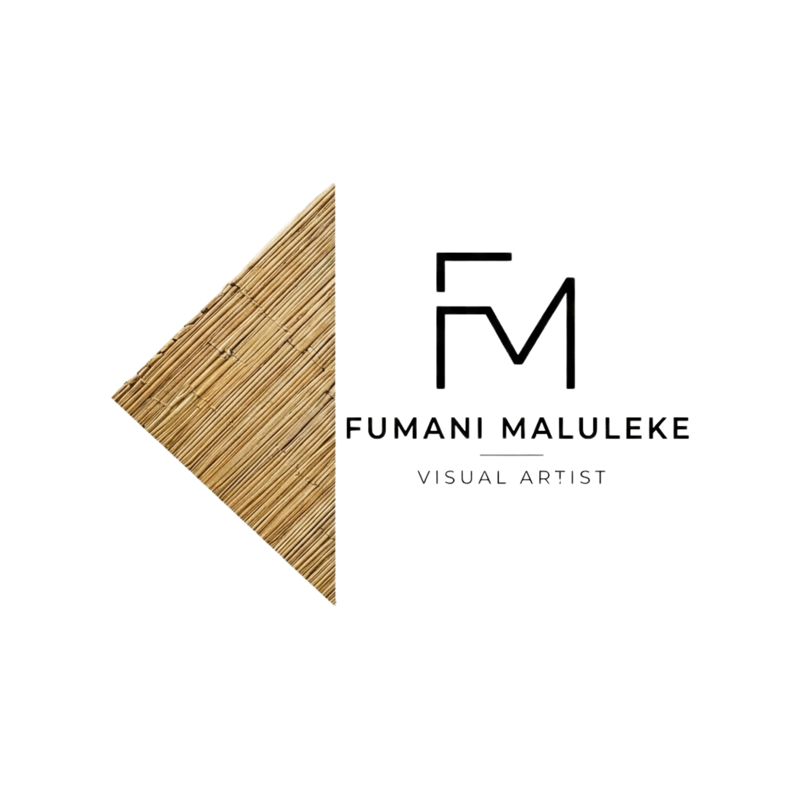 Minimalist FM monogram logo for contemporary visual artist Fumani Maluleke.